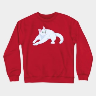 Zooming White Kitten Crewneck Sweatshirt